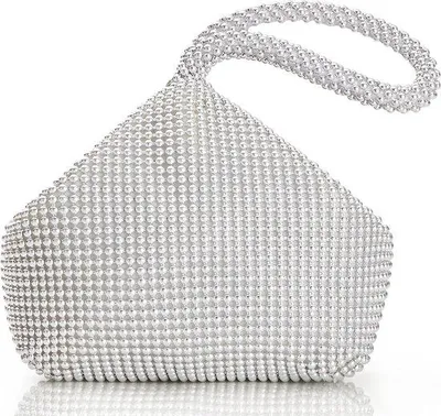 Produktbild von Silberne Schmucktasche für Frauen - mit Strass - für Hochzeit und Party.