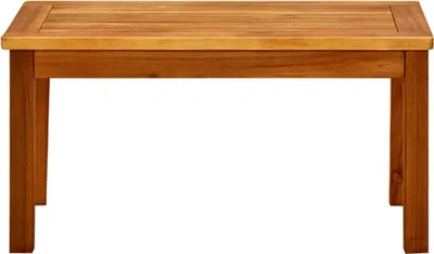 A wooden coffee table is shown from the front on a white background.