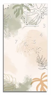 Produktbild von Wallario Design Wanduhr bedruckt, Größe 30 x 60 cm, Motiv: Botanisches Aquarell
