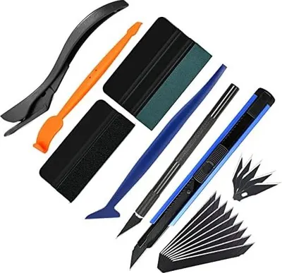 Produktbild von EHDIS Folierungs Werkzeug Set, Rakel Set für Tönungsfolie Auto, Möbelfolie, Fensterfolie, Küche, Folierungswerkzeug Mit Filzrakel Set, Micro Rakel und Präzisionsmesser, Cuttermesser, Ersatzklingen