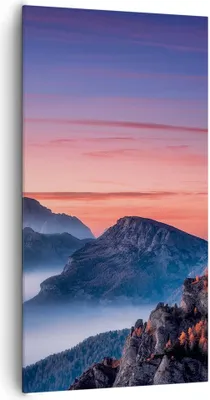 Produktbild von Bild auf Leinwand - Leinwandbild - Einteilig - Westen Sonne Berge - 65x120cm - Wand Bild - Wanddeko - Wandbilder - Leinwanddruck - Bilder - Wanddekoration - Leinwand bilder - Wandbild - PA65x120-4525