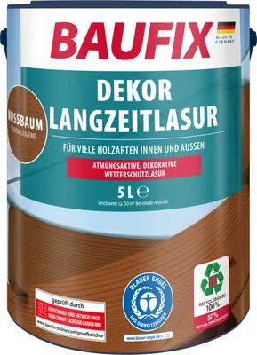 Produktbild von BAUFIX Dekor Langzeitlasur nussbaum seidenmatt, 5 Liter, Holzlasur