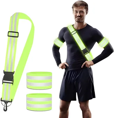 Produktbild von PolkaHome® Reflektorband, verstellbare reflektierende Sicherheitsarmbänder mit Klettverschluss für Radfahren, Wandern und Laufen - Grün