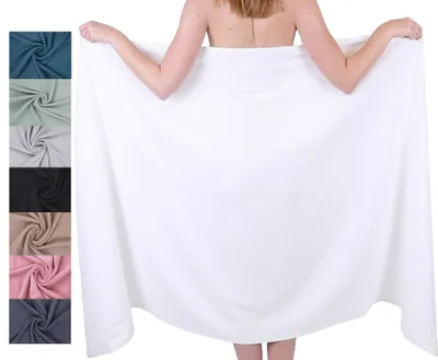 Produktbild von Betz Badetuch XXL 100x200 cm – Saunatuch & Strandtuch aus 100% Baumwolle, 360 g/m² – saugstark & weich – großes Handtuch mit Aufhänger – Berlin-weiß