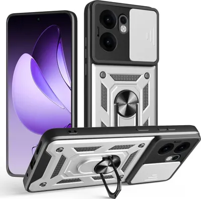 Produktbild von OPPO Reno13 F / FS 5G Hülle - Coverup Armor Ring Ständer Back Cover mit Kamera Schutz - Silber