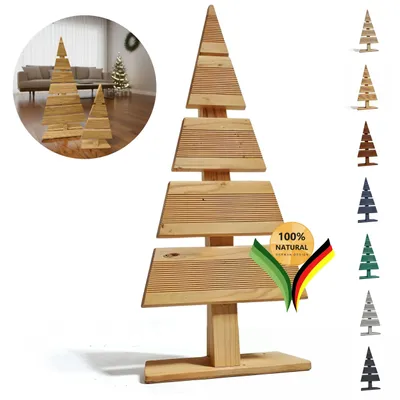 Produktbild von be4nature Tannenbaum Holz Höhe 60 cm Fußbreite 27 cm Weihnachtsbaum Alternative Weihnachtsdeko Holztannenbäume Kleiner Hellbraun