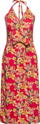 Produktbild von QUEEN KEROSIN Neckholder Bleistiftkleid Mit Tropischem All-Over-Print Hawaii Red Rot L