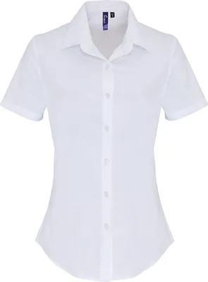 Image de Premier Workwear Women's Stretch Fit Poplin Short Sleeve Coton Shirt