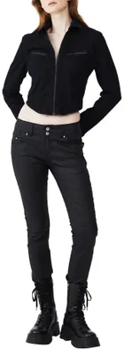 Image de LTB Jeans, pantalon Molly M pour femmes, modèle 2835, couleur noire avec finition effet cuir, taille 31W / longueur 28L