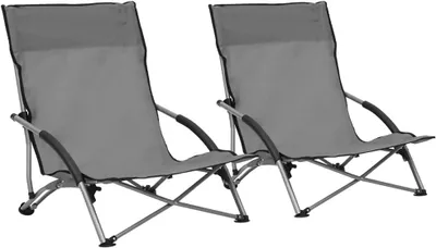 Produktbild von Klappbare Strandstühle, 2 Stück, grau, Stoff, Gartenstühle, 4.89kg