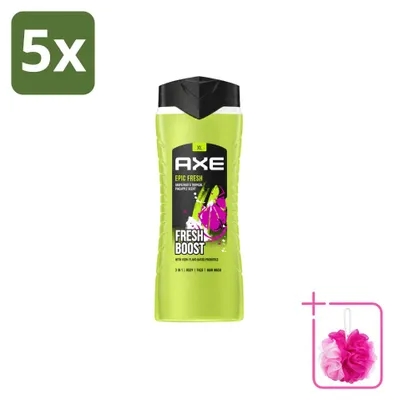 Image de 5 x Gel douche 3-en-1 AXE Epic Fresh, format économique - 400 ml - Pack de 5