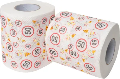 Productafbeelding van Toiletpapier, 50e verjaardag, 2 rollen met dierenmotieven, voor feestdecoratie