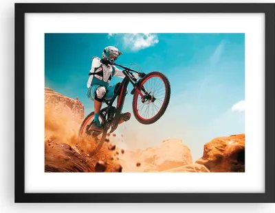 Produktbild von Gerahmtes Poster - Schwarzer Rahmen - Fahrrad Sport Helm - 40x30 cm - Wand Bild - Wanddeko - Wandbilder - Kunstposter - Wandposter - Bilderrahmen - Bilder - Kunstdruck - Wandbild - P2BAA40x30-4098