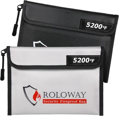 Produktbild von Feuerfeste Tasche (24,4 x 16,8 cm) 5200℉ Hitzebeständige, isolierte Geldbörsen-/Banktasche mit Reißverschluss für Bargeld (2 Stück)