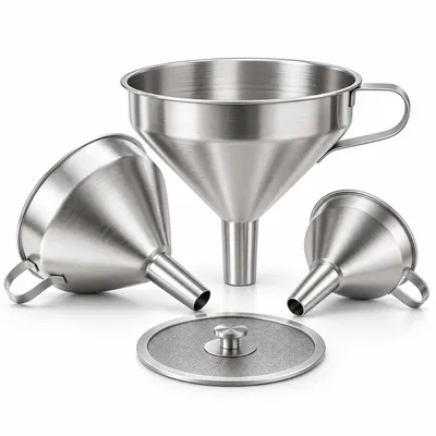 Produktbild von Edelstahltrichter mit herausnehmbarem Siebfilter, 304 Edelstahl, Ø 13 cm – FUNNELIX