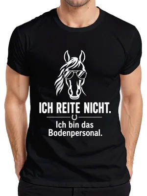 Produktbild von Ich reite nicht Ich bin das Bodenpersonal Statement Sarkasmus Herren T-Shirt, Schwarz, XXL