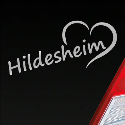 Produktbild von Auto Aufkleber Hildesheim Herz Stadt City Liebe Love 18,5x8 cm Silber Sticker Heckscheibenaufkleber