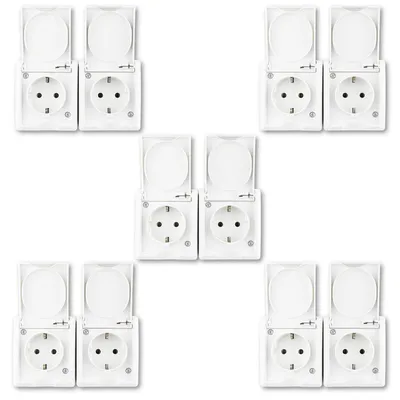 Produktbild von REV AquaForm SPARSET - 5x Doppelsteckdose, IP44, einpolig, Aufputz, weiß