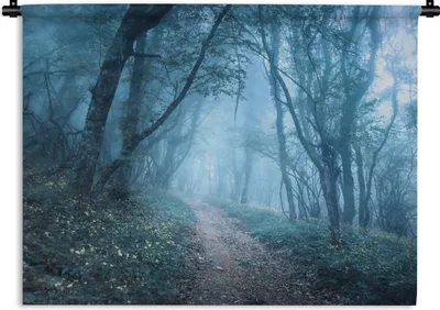 Produktbild von MuchoWow® Wandteppich Wandbehang Bäume - Natur - Nebel 150x112.50 cm Tapisserie Dekoration Wandtuch - Wanddecke - Wandteppiche