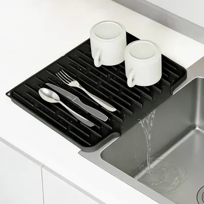 Productafbeelding van Afdruipmat voor servies - Antislip onderzetter voor de spoelbak - 40x31 cm - Zwart