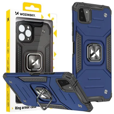 Image de Wozinsky Ring Armor Étui Hybride Blindé + Support Magnétique Samsung Galaxy A22 4G Bleu