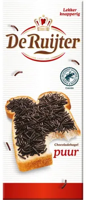 Produktbild von De Ruijter Chocoladehagel Puur 200g – Dunkle Schokoladenstreusel für Brot & Desserts