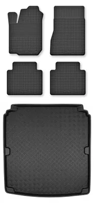 Zdjęcie produktu dla Dywaniki gumowe + mata bagażnika do Peugeot 607 1999-2010 (sedan) – czarne, dobierane – Wielganizator Semi-Universal