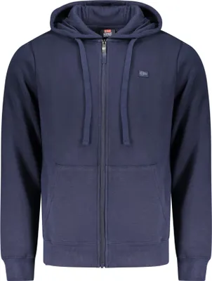 Produktbild von Herren Blauer Langarm-Kapuzenpullover mit Reißverschluss und Taschen