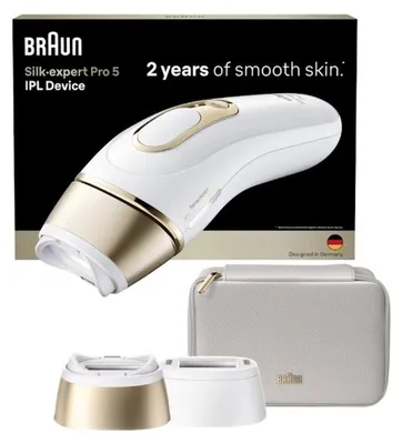 Produktbild von Braun Silk-expert Pro PL5210 IPL, Lichtimpulstechnologie (IPL), Gold, Weiß, AC, 100 - 240 V, 50/60 Hz, 70 mm