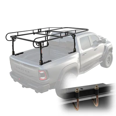 Produktbild von Střešní nosič žebříku VEVOR pro nákladní automobily, nosnost 454 kg, montáž bez vrtání pro dlouhé nebo těžké náklady, střešní nosič s nastavitelnou šířkou 110-160 cm pro kajak, žebřík, surf, dřevo