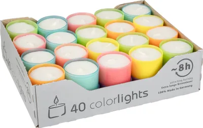 Produktbild von Teelichter farbig Ø38mm 40 Stk - Bunte Partykerzen, Tischbeleuchtung  Germany