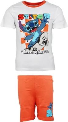 Produktbild von Disney Lilo und Stitch Kinder Jungen Schlafanzug Pyjama Shirt Hose – Orange / 116