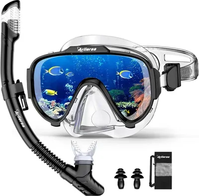 Immagine prodotto di Set da snorkeling per adulti con occhiali subacquei antiappannamento Boccaglio a secco