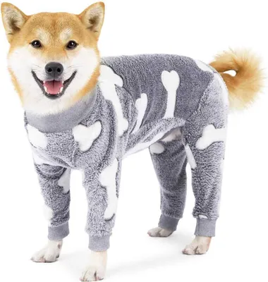 Produktbild von Hundepyjama, Flanell-Hunde-Onesie, warme Haustierkleidung, weicher Hunde-Pyjama, Hundebekleidung, Overall mit Beinen für Haustiere, Hunde und Katzen