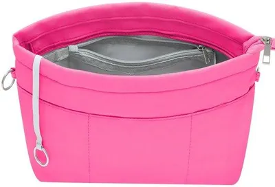 Produktbild von Große rosa Handtaschen-Organizer aus Nylon mit Schlüsselanhänger und Innenfächern