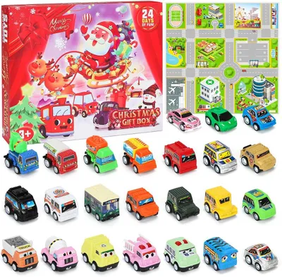 Produktbild von Adventskalender 2026 mit Autos für Kinder – Set mit 24 Teilen – Weihnachtskalender mit Autos für Jungen