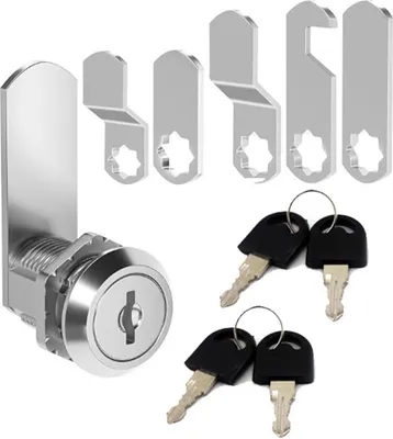 Produktbild von 16mm Briefschloss, Kastschloss mit 5 verschiedenen Schlossplatten, 4 Schlüsseln, Briefschlosszylinder, Briefhäusenschloss, für Camper, Briefhäusen, Kleiderschrank