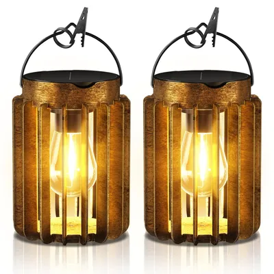 Productafbeelding van Solarlampen voor buiten, 2 stuks, hangend, met praktische draaggreep