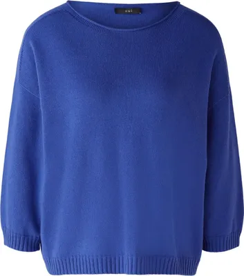 Produktbild von Oui Pullover Blau Größe 38, lässig geschnitten, leicht verkürzt, 3/4-Arm