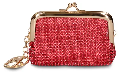 Immagine prodotto di Piccolo portafoglio da donna con chiusura a scatto e catena in oro rosa