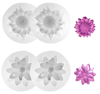 Productafbeelding van Siliconenmallen voor het gieten van kaarsen, margrietjes en lotusbloemen, 3D