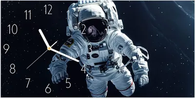Produktbild von Wanduhr aus Glas mit Motiv Astronaut im All- 60 x 30 cm - inkl. Aufhängesystem