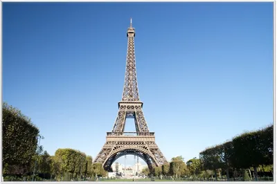 Produktbild von Wallario Wandbild Pariser Eiffelturm, Größe: 61 x 91,50 cm, Poster mit weißem Aluminiumrahmen
