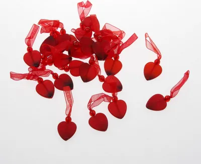 Produktbild von Acrylherzen mit Perle und Aufhänger Farbe Rot - 24mm - VE = 24 Stück - 94244-24-36