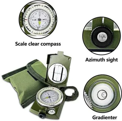 Produktbild von Kompass, ein militärischer Marschkompass mit Tasche, geeignet für Camping, Wandern, wasserdicht, für Wanderungen, militärische Navigation, mit fluoreszierendem Design