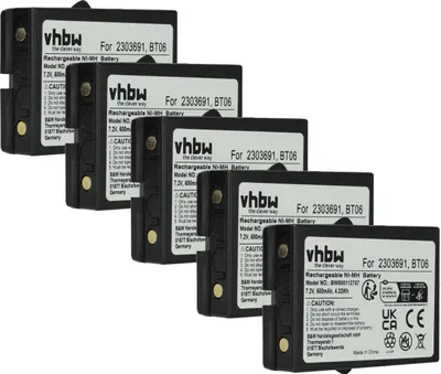 Produktbild von vhbw 5x Akku kompatibel mit Ikusi TM61, TM60, TM62 Industrie-Funkfernsteuerung Fernbedienung (600 mAh, 7,2 V, NiMH) - Schwarz