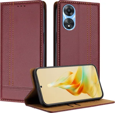 Produktbild von Handyhülle für OPPO A78 5G Leder Flip Klappbare Schutzhülle mit Standfunktion Dunkelrot
