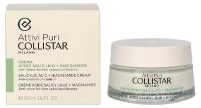 Produktbild von Collistar Salicylic Acid + Niacinamide Cream, Tages- & Nachtcreme, Frauen, Jeder Hauttyp, Gesicht, Anti-Reizung, Anti-Rötung, Wirkt beruhigend, Mattierend, Porenstraffend, Schutz, Klärend,..., 50 ml