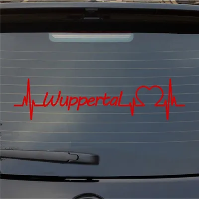 Produktbild von Heckscheibenaufkleber Wuppertal Herz Puls Stadt Liebe 55x20 cm Rot Auto Aufkleber Sticker