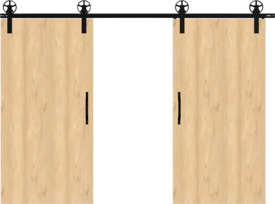 Produktbild von Schiebetürsystem Set 3m Wandmontiertes, Schiebetürbeschlag, Laufschiene Schiebetür, Montage-Set, massivem pulverbeschichtetem Stahl, Schwarz stil loft